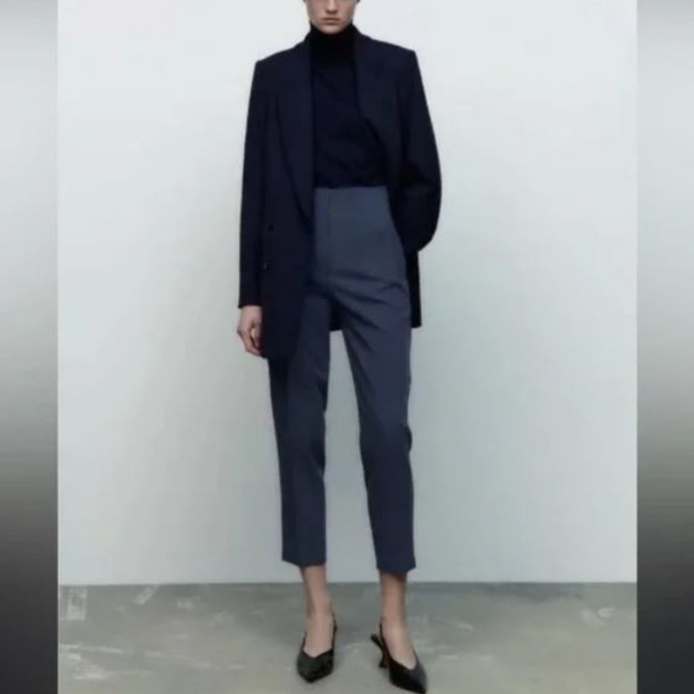 NWT HIGH-WAISTED PANTS  BLUE / GRAY - REF. 1478/991.